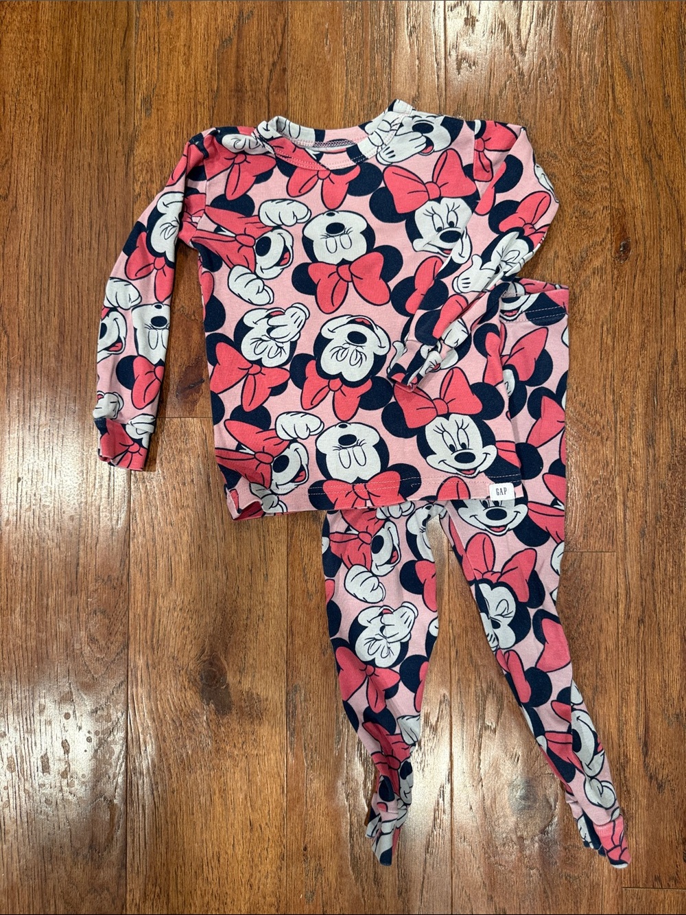 GAP Minnie Mouse Pink and Navy Long-Sleeve Pajama Set